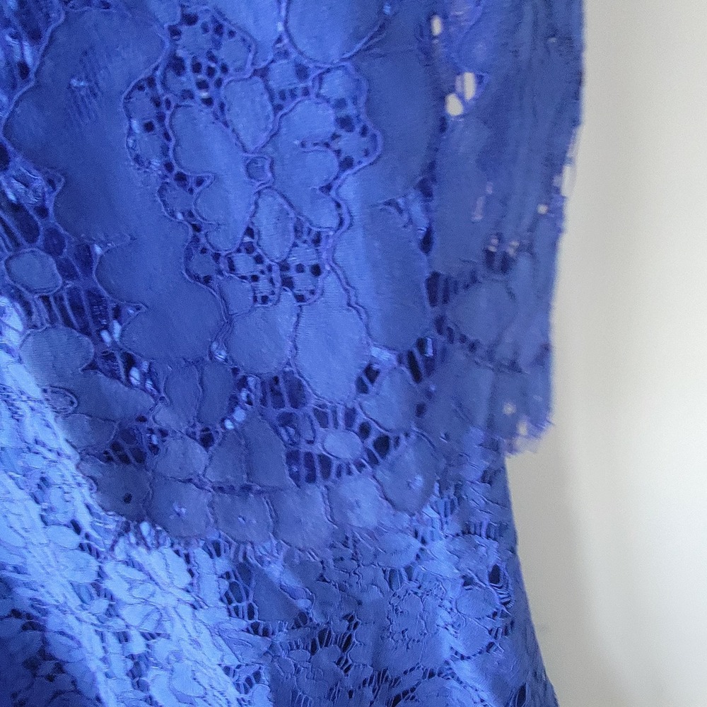 J. Crew women's Cobalt Blue Lace Mini Fit & Flare Full Sleeve Dress size 10 - Picture 6 of 8